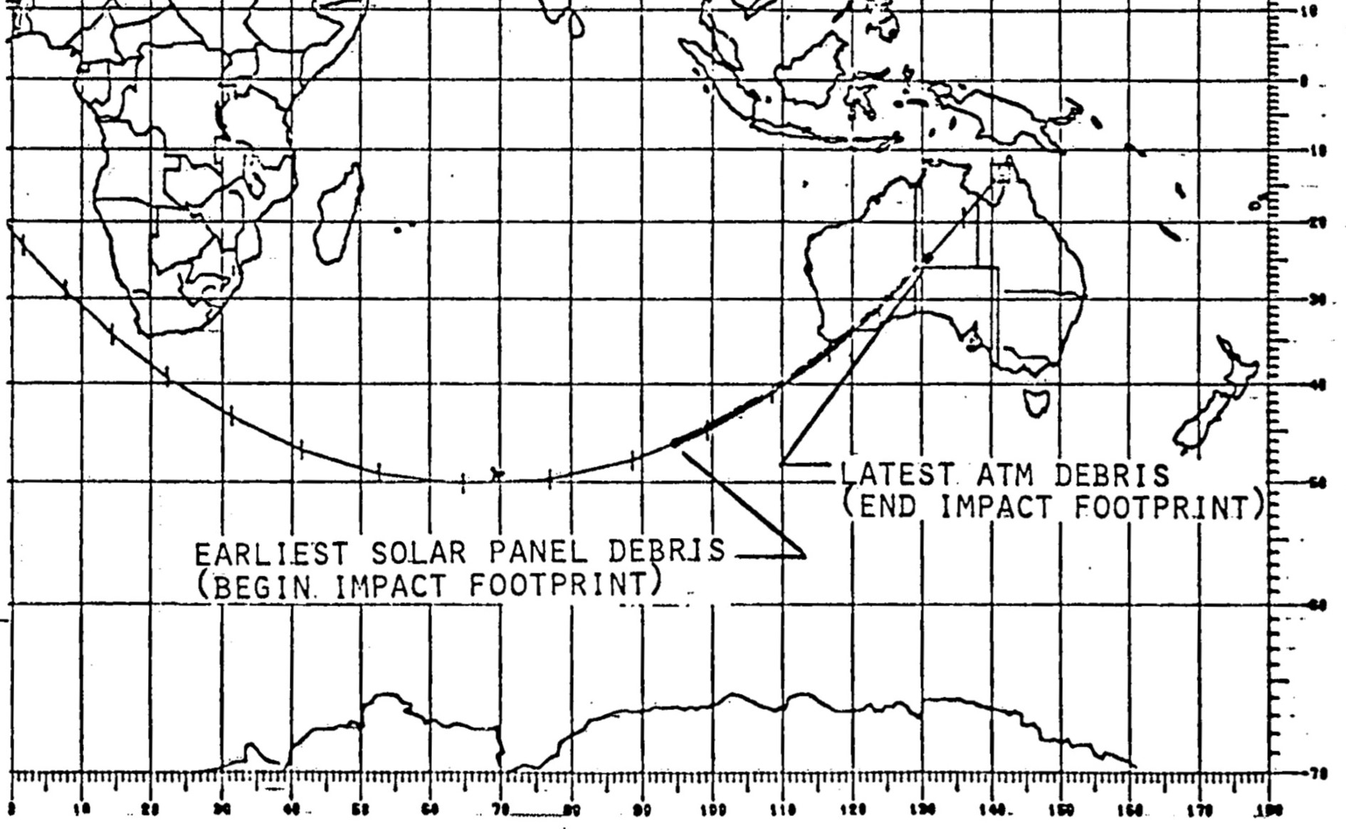 Illustration of the five ground stations used during the reactivation and tracking of Skylab