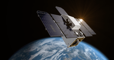 This artist’s concept depicts one of the Carbon Mapper Coalition’s Tanager satellites