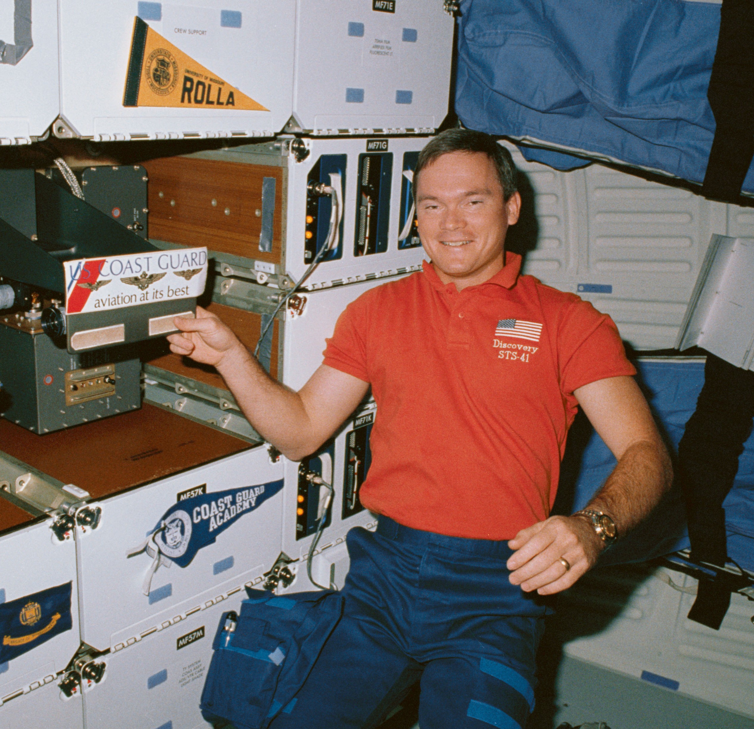 Melnick aboard space shuttle Discovery during the STS-41 mission
