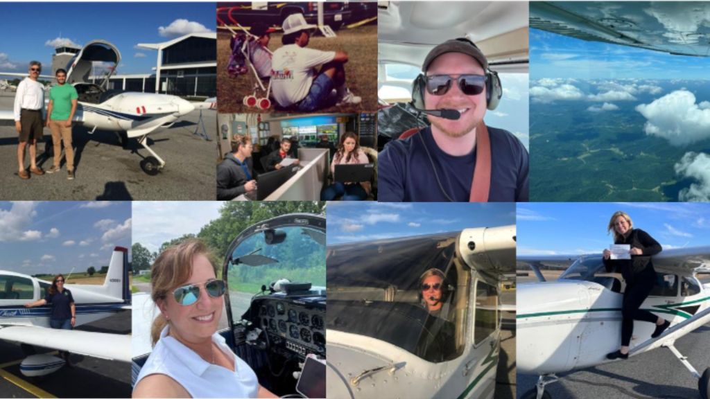 A collage photo of four NASA Glenn employee pilots.