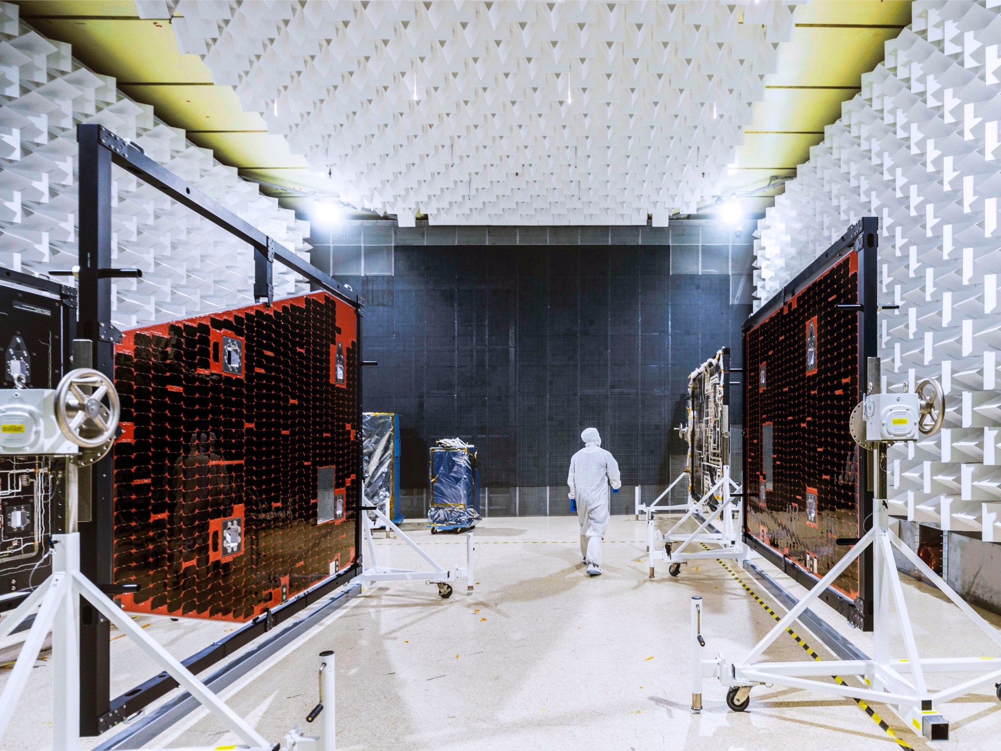 Solar panels in test chamber