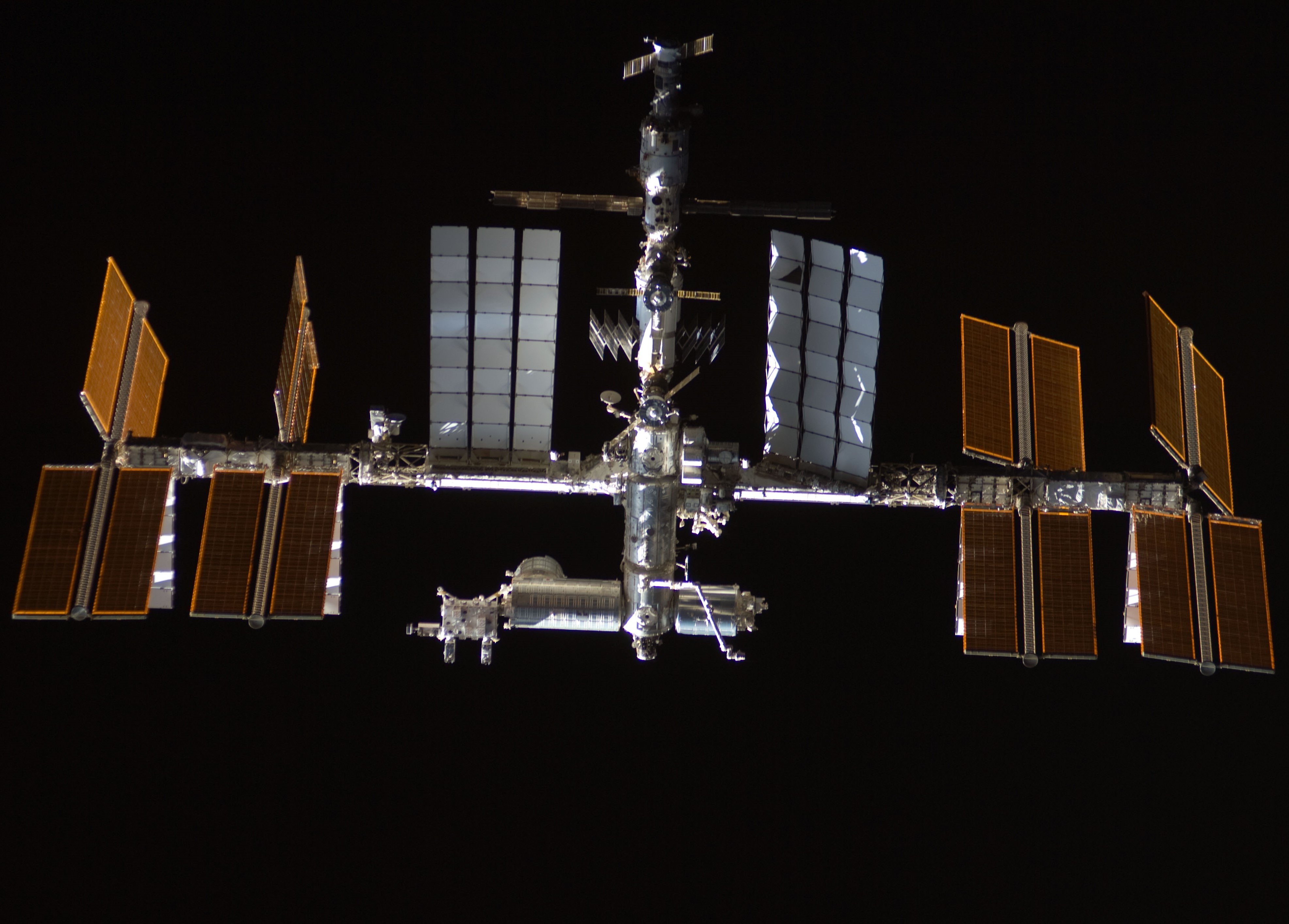 The space station as seen from Discovery during the rendezvous