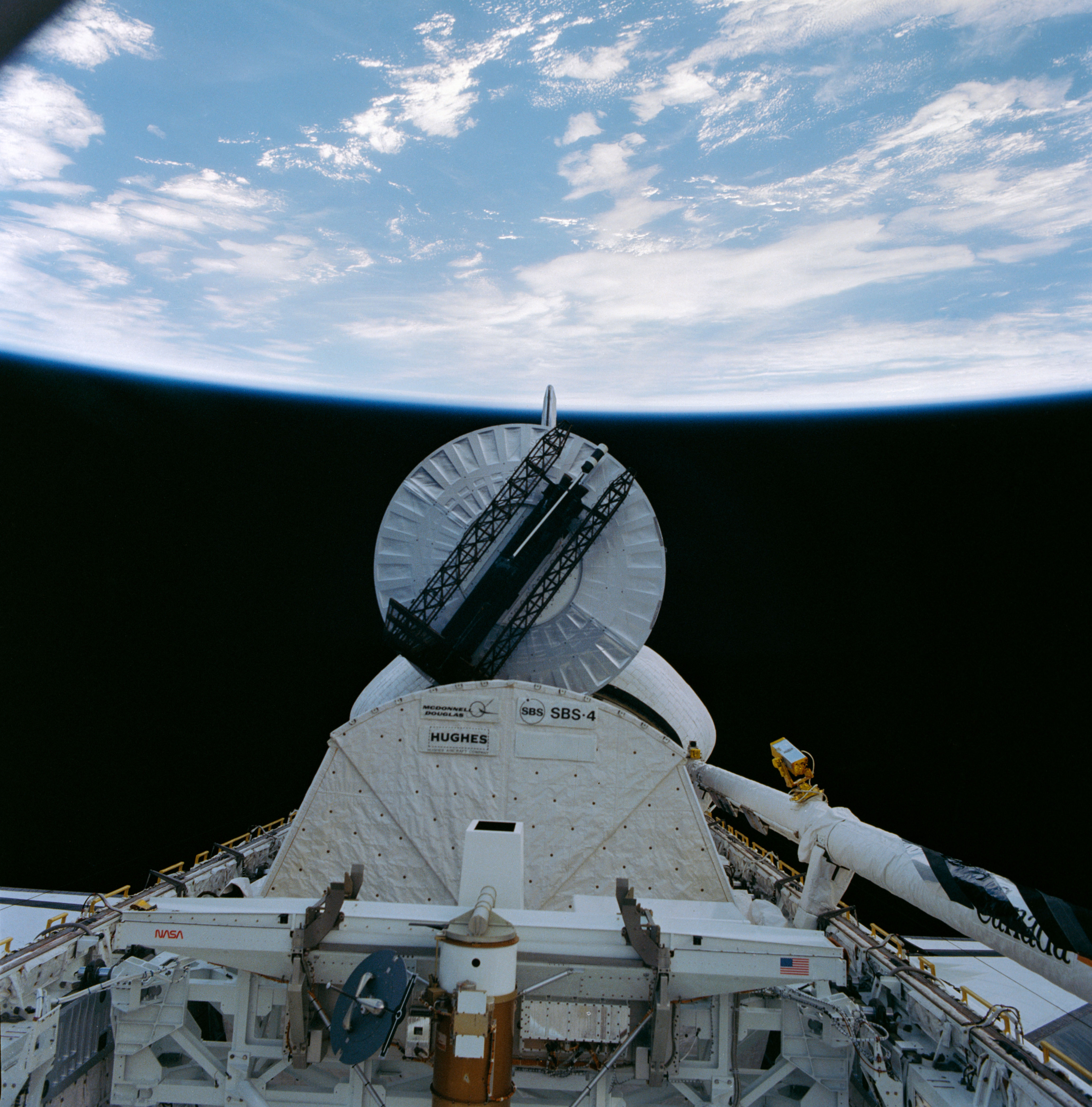 The deployment of the Leasat-2 satellite during STS-41D