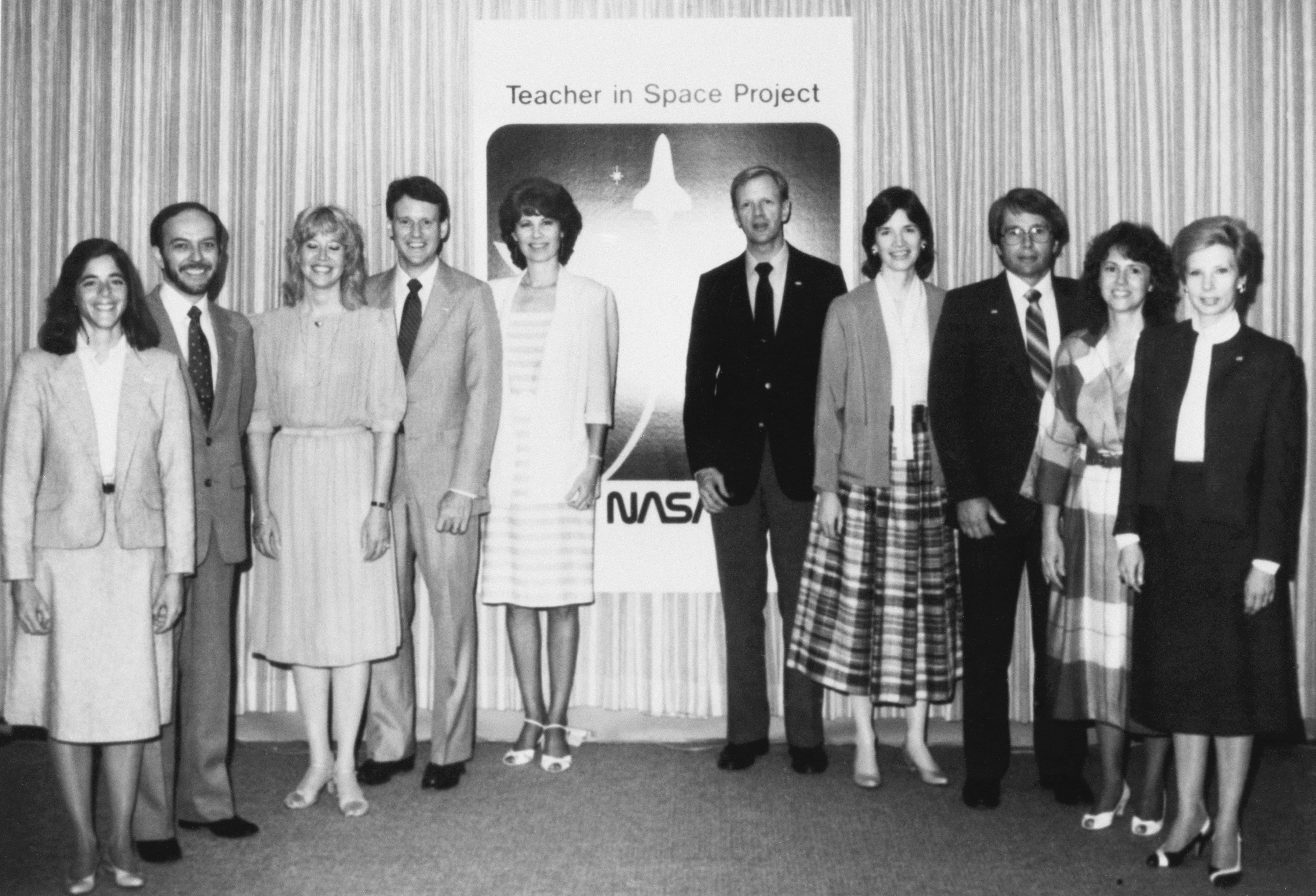 The 10 Teacher in Space finalists during their visit to NASA's Johnson Space Center (JSC) in Houston in July 1985