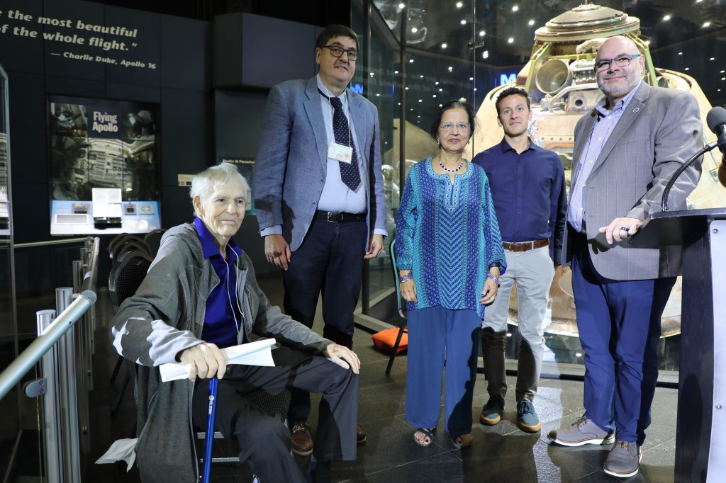 NASA’s Marshall Space Flight Center hosted the Rossi Prize Recognition Dinner at the U.S. Space & Rocket Center in Huntsville on Sept. 18. The dinner was held to recognize the IXPE (Imaging X-ray Polarimetry Explorer) team members honored with the Bruno Rossi Prize, a top prize in high-energy astronomy. From left, Martin Weisskopf, Rossi Prize awardee and NASA emeritus scientist, who served as the principal investigator for IXPE during its development, launch, and commissioning; Paolo Soffitta, Rossi Prize awardee, and the Italian Space Agency’s principal investigator for IXPE; Hashima Hasan, program scientist for IXPE at NASA Headquarters; Andrea Marinucci, IXPE team member and researcher with the Italian Space Agency; and Marshall Director Joseph Pelfrey, who provided welcome remarks at the dinner. "The Bruno Rossi Prize highlights how partnerships and teamwork can push the boundaries of scientific knowledge," Pelfrey said. "The (IXPE) mission, a groundbreaking collaboration between NASA and the Italian Space Agency, represents over 30 years of dedicated effort and stands as a testament to the innovative work of a truly multinational team."