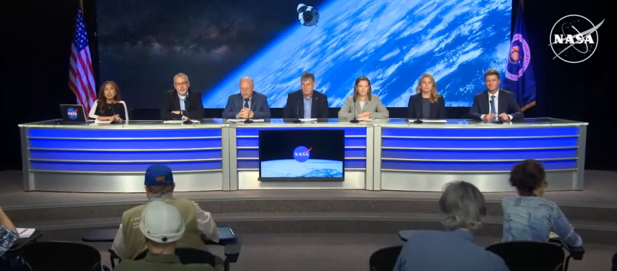 Image of NASA and mission partners held a prelaunch news conference for the NASA's SpaceX Crew-9 mission.