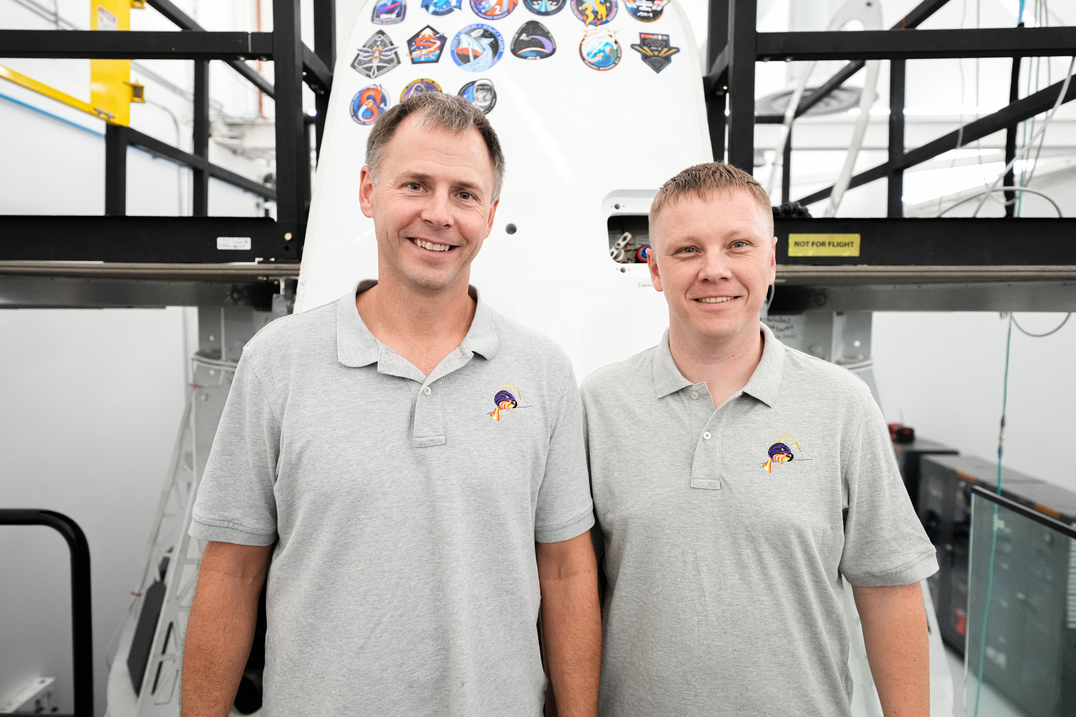 Image shows NASA's SpaceX Crew-9 astronaut Nick Hague and Roscosmos cosmonaut Aleksandr Gorbunov 