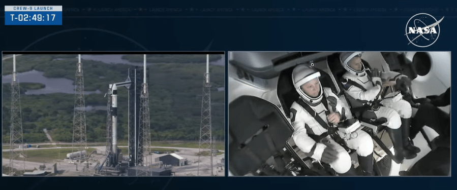 Image shows NASA's SpaceX Crew-9 members board SpaceX Dragon spacecraft