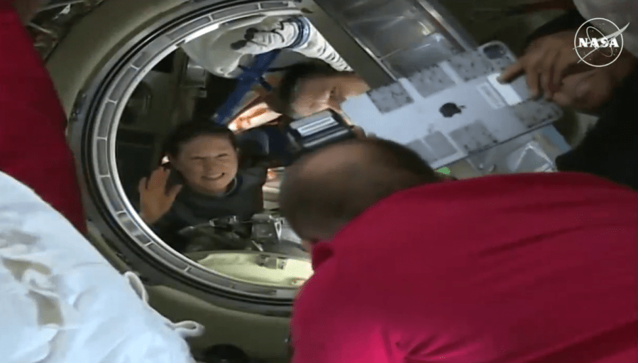 NASA astronaut Tracy C. Dyson is pictured inside the Soyuz MS-25 spacecraft ahead of hatch closure on Sept. 23. Credit: NASA