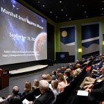 NASA Marshall Space Flight Center Director Joseph Pelfrey, bottom right, welcomes attendees to the 38th meeting of the Marshall Small Business Alliance on Sept. 19.