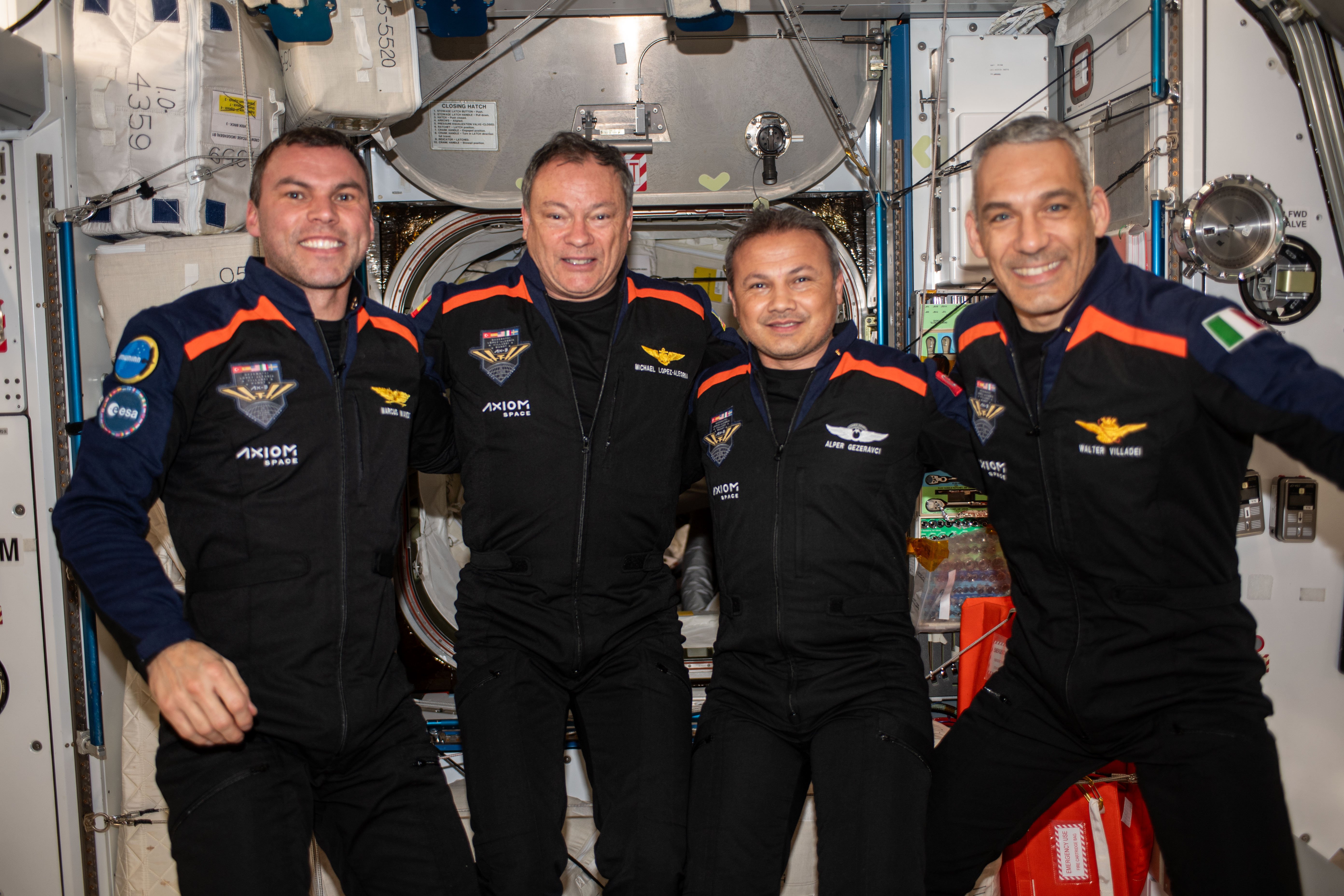 NASA Space Technology Lopez-Alegria, second from left, and the rest of the Ax-3 crew