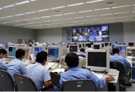 The launch control center at the Tanegahsima Space Center in Japan