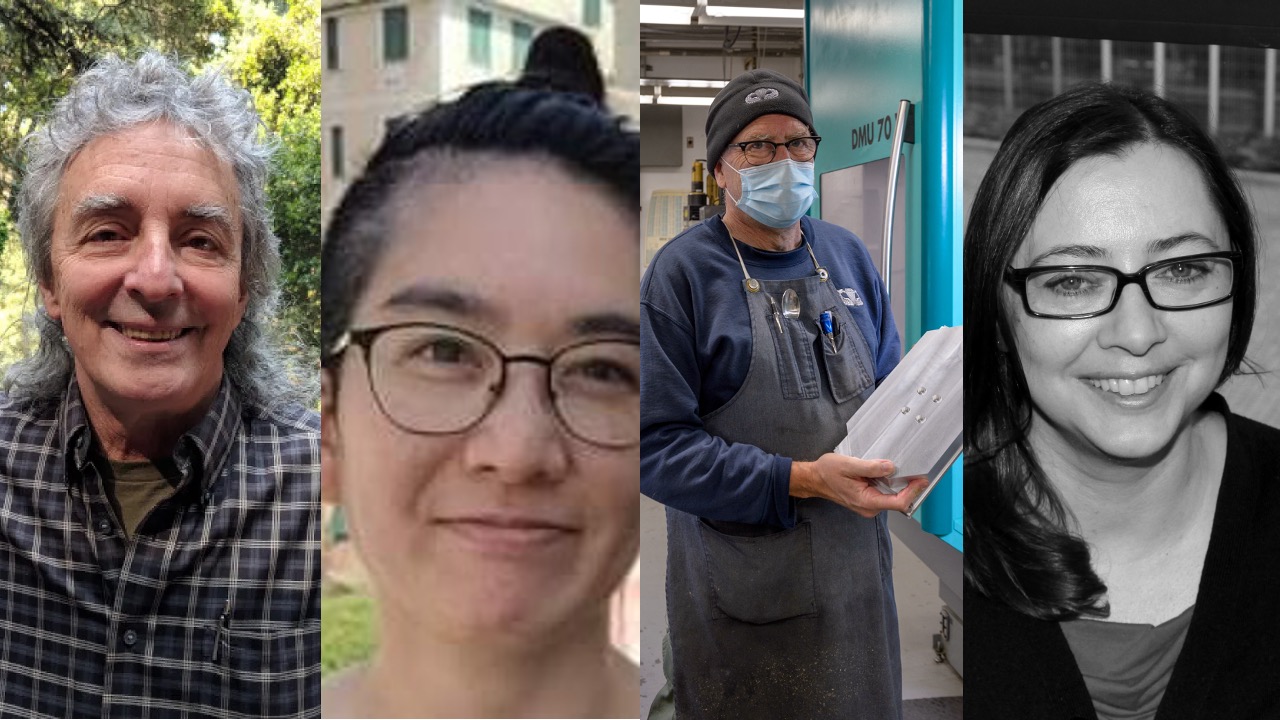 Four images of profile pictures of NASA Ames Research Center staff. Pictured left to right are Don Sullivan, Serena Trieu, Emmett Quigley, and Zara Mirmalek.