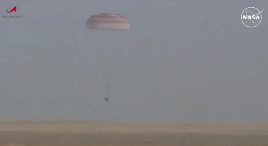 The Soyuz MS-25 spacecraft lands in Kazakhstan at 7:59 a.m. EDT Monday, Sept. 23. Credit: NASA