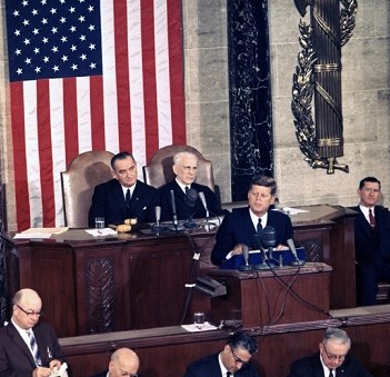 President John F. Kennedy addresses a Joint Session of Congress in May 1961