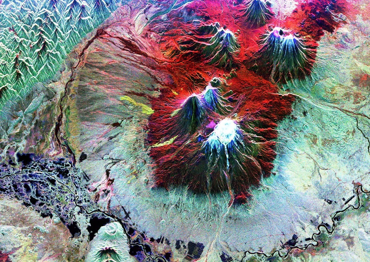 Radar image of Klyuchevskaya volcano