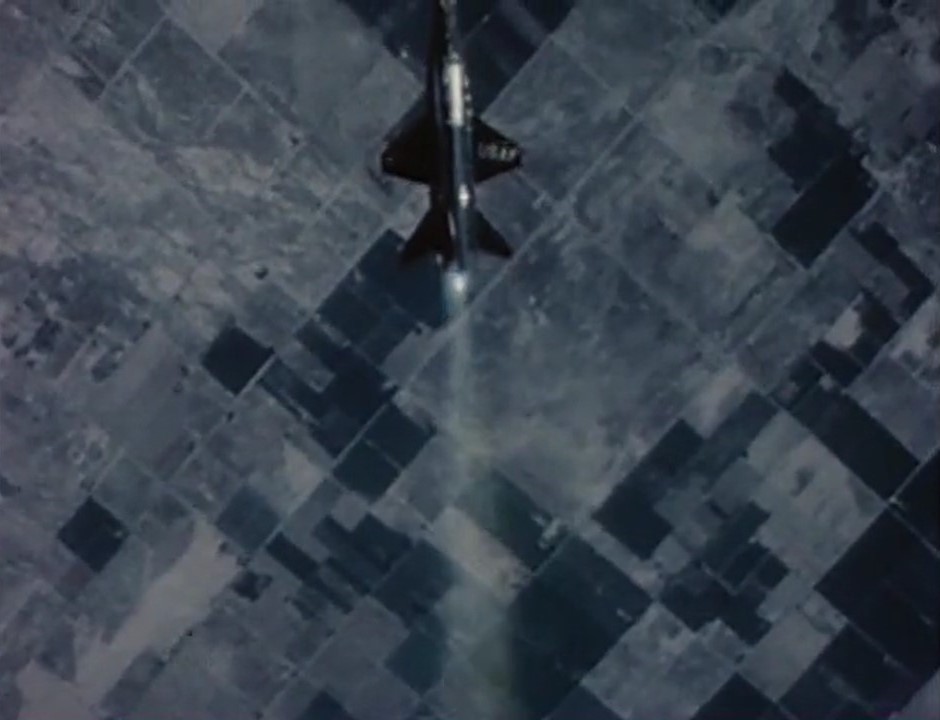 The view from the B-52 as the X-15 drops away.