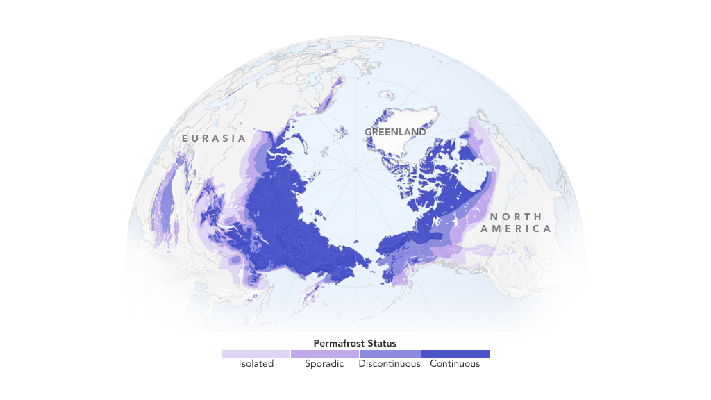 This map shows the extent of Arctic permafrost