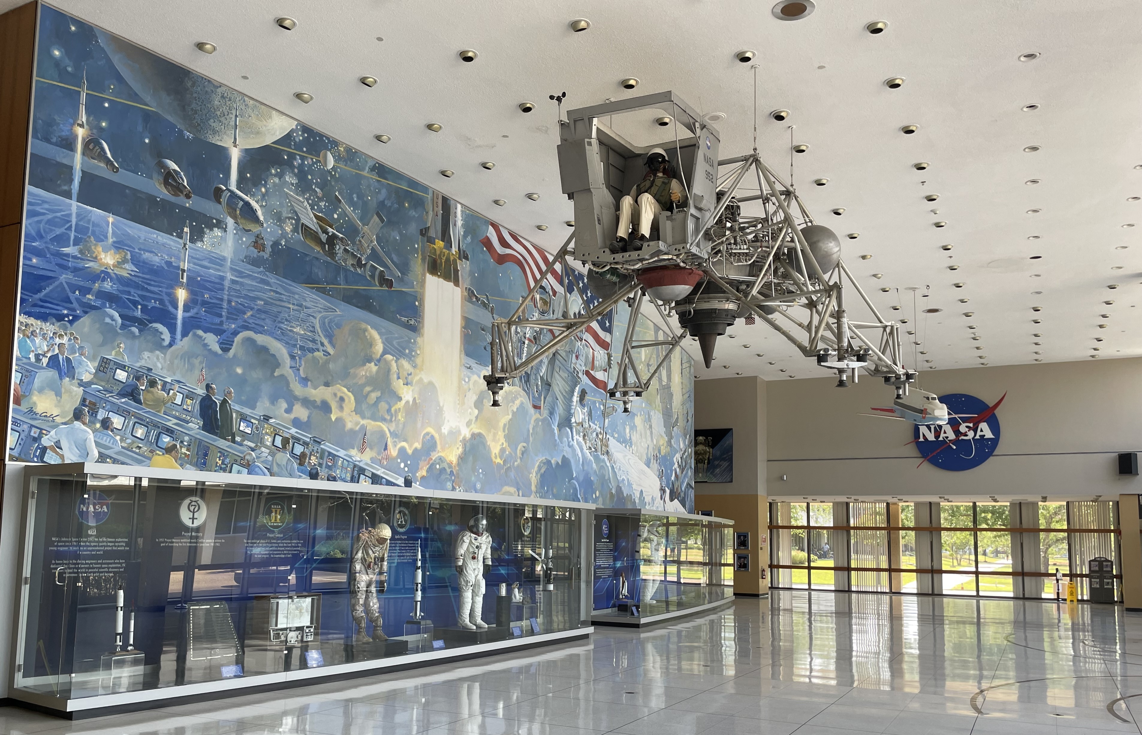 Lunar Landing Training Vehicle-3 on display outside the Teague Auditorium at NASA's Johnson Space Center in Houston