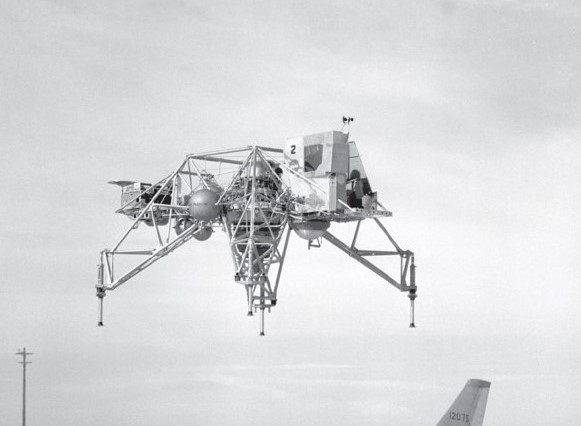 Lunar Landing Research Vehicle-2 (LLRV-2) during one of its six flights at the Flight Research Center