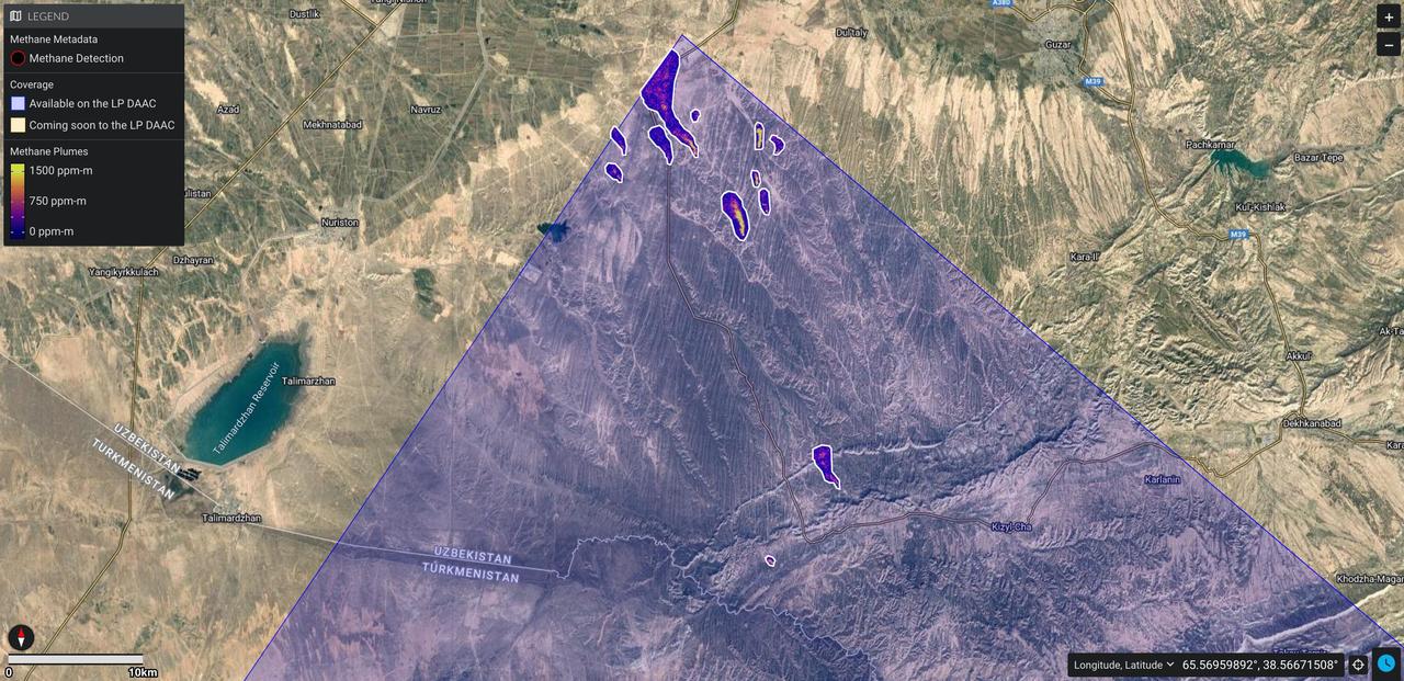 Visualization of data collected by the Earth Surface Mineral Dust Source Investigation instrument.