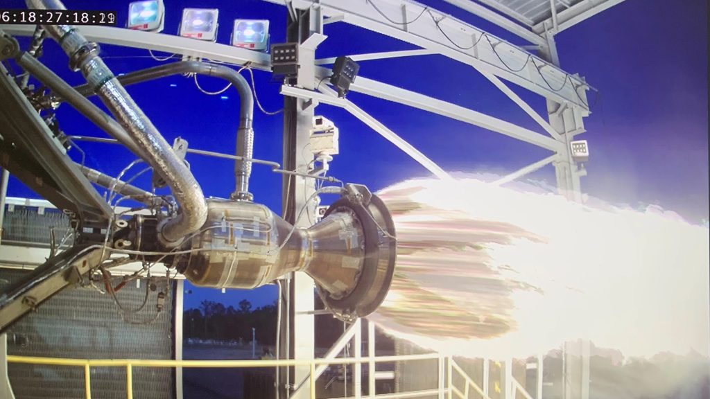 Virgin Orbit, a satellite-launch company, conducts a Thrust Chamber Assembly test on the E-1 Test Stand