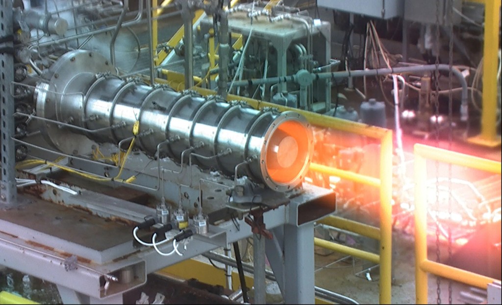 A subscale center body diffuser hot fire on the E-3 Test Stand