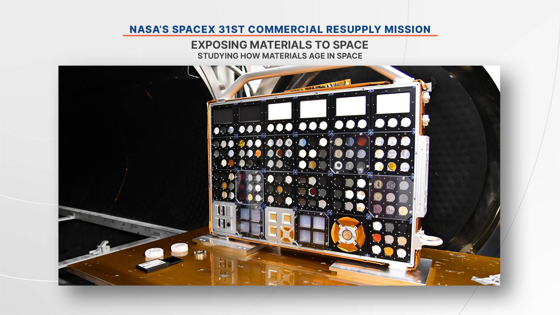 Preparation of one of the Euro Material Ageing’s experiments for launch.