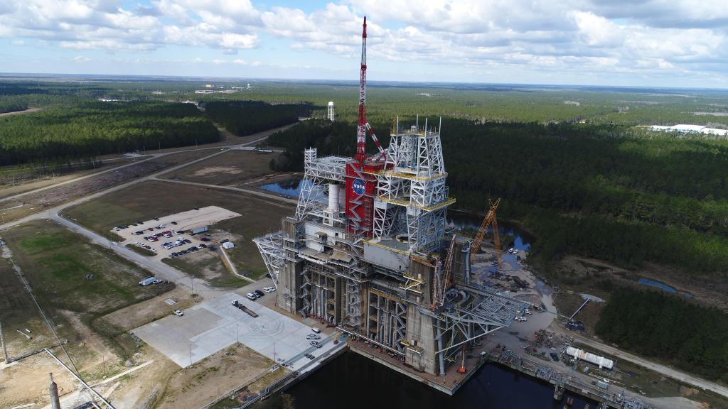 aerial image shows the Thad Cochran Test Stand (B-1/B-2) at NASA’s Stennis Space Center on Feb. 22, 2017