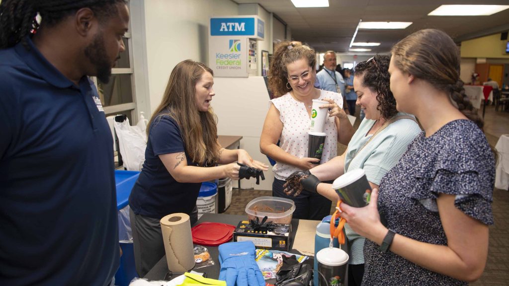 NASA Stennis employees visit one of the booths during the annual Safety and Health Day