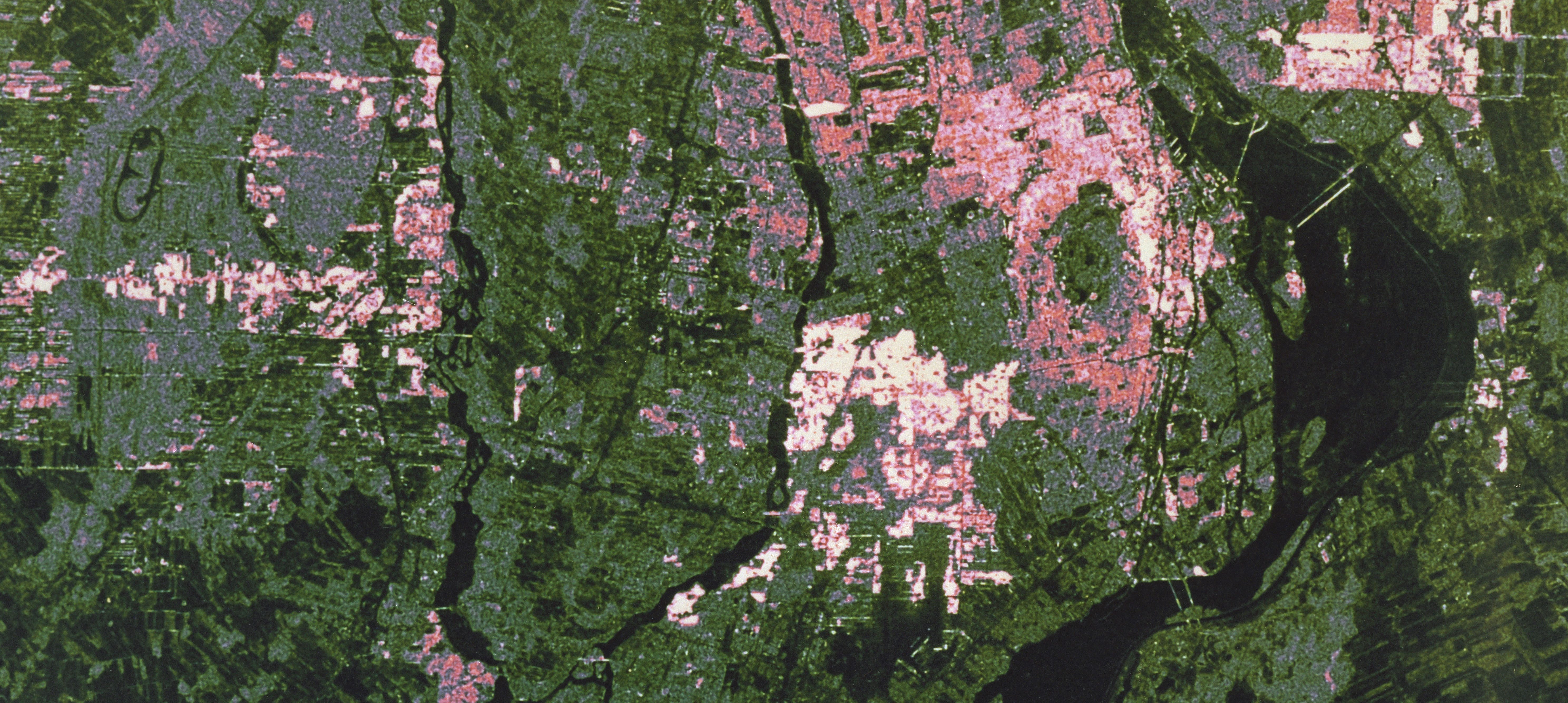 False color image of Montreal generated from SIR-B data