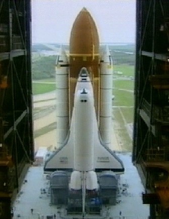 From inside the Vehicle Assembly Building (VAB).