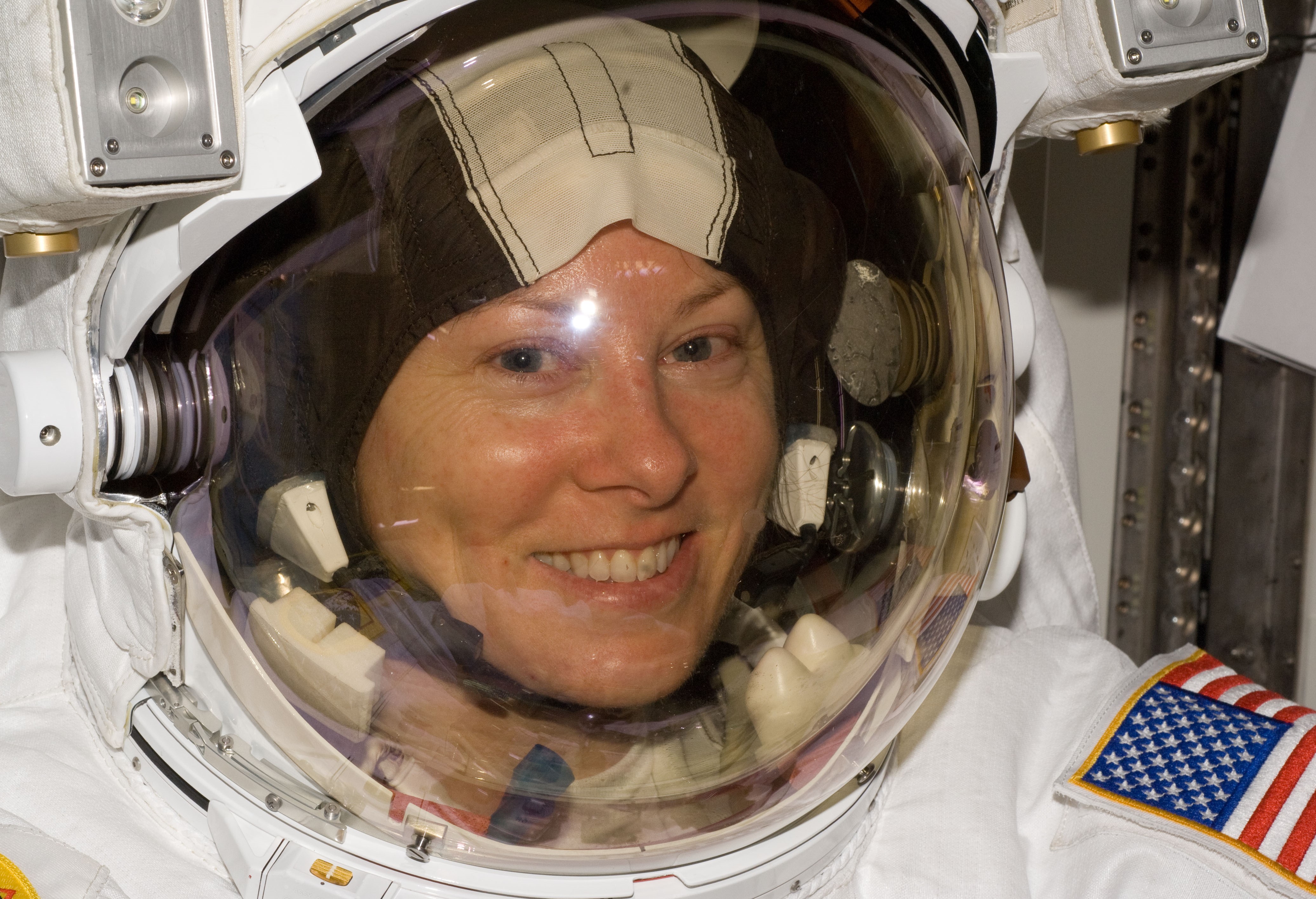 NASA astronaut Tracy C. Dyson during Expedition 24, at the conclusion of the first of her four career spacewalks