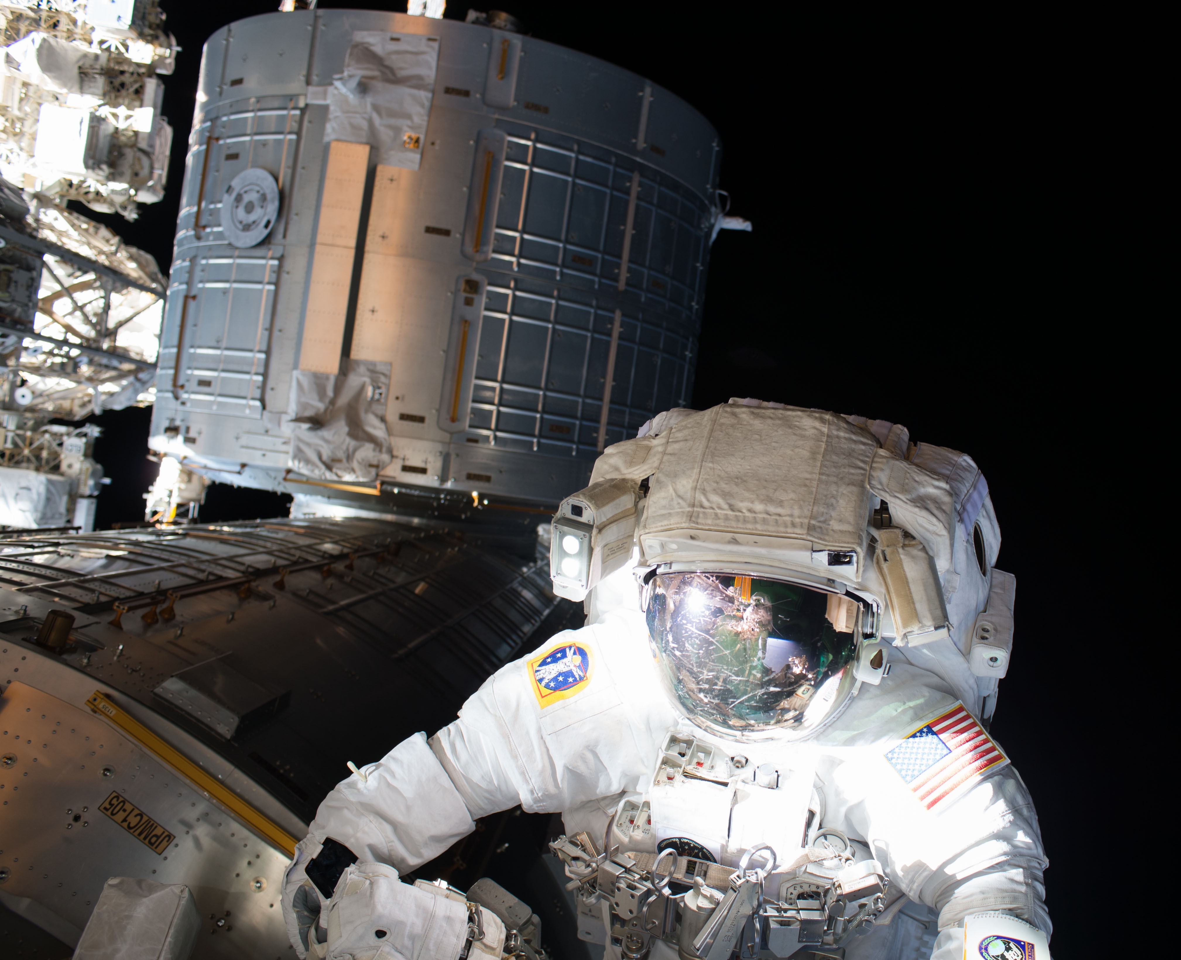 During Expedition 48, NASA astronaut Kathleen H. Rubins takes the first of her four career spacewalks