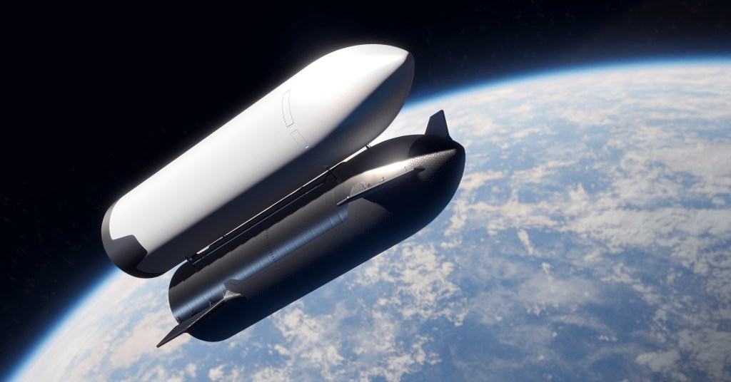 This artist's concept depicts a SpaceX Starship tanker (bottom) transferring propellant to a Starship depot (top) in low Earth orbit. Before astronauts launch in Orion atop the agency's SLS (Space Launch System) rocket, SpaceX will launch a storage depot to Earth orbit. For the Artemis III and Artemis IV missions, SpaceX plans to complete propellant loading operations in Earth orbit to send a fully fueled Starship Human Landing System (HLS) to the Moon.