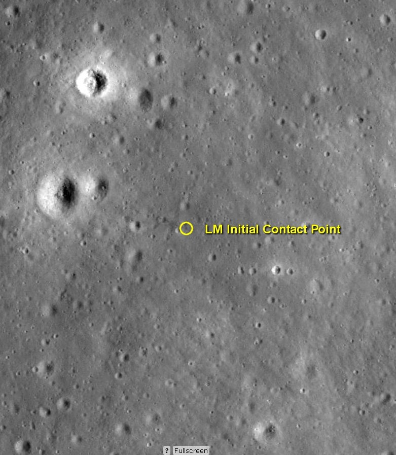 LRO image of the impact area and debris field of Intrepid's ascent stage