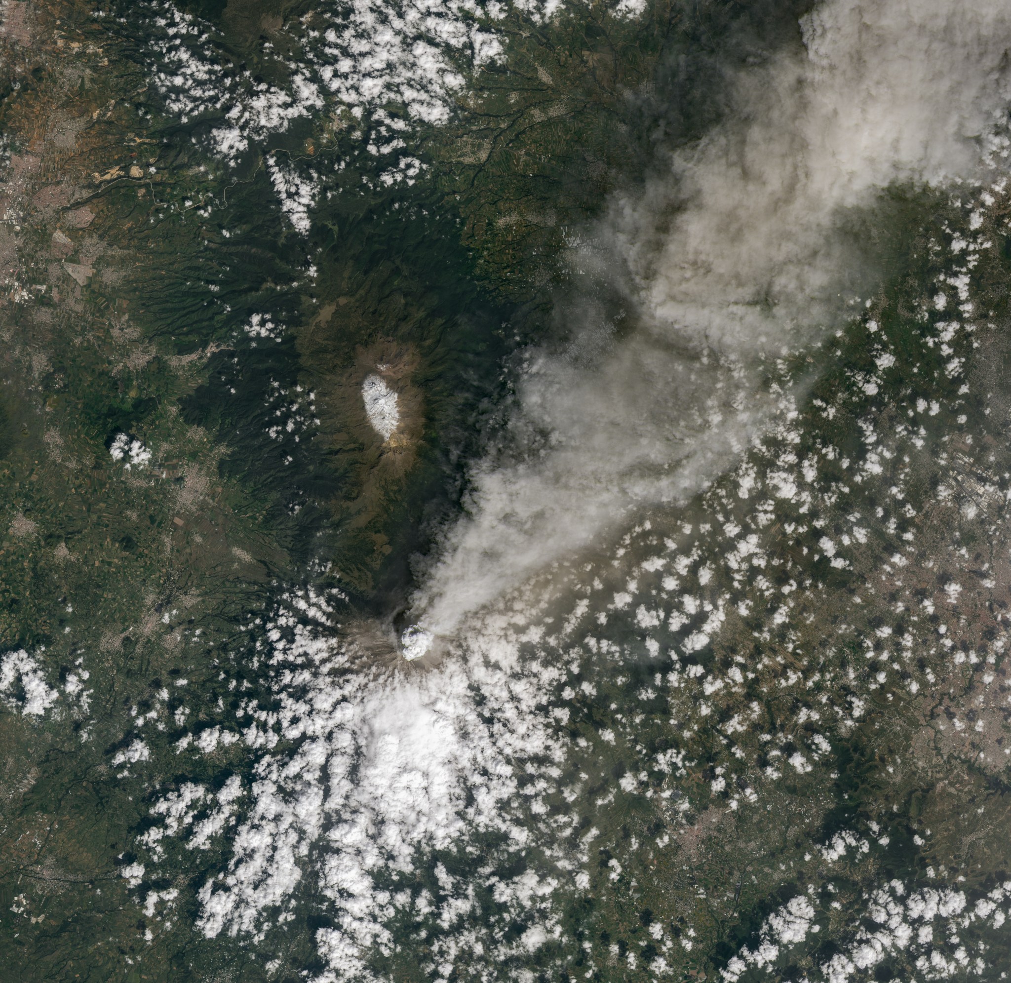 Popocatépetl, one of Mexico’s most active volcanoes, continued to spew gases and ash in October 2024.