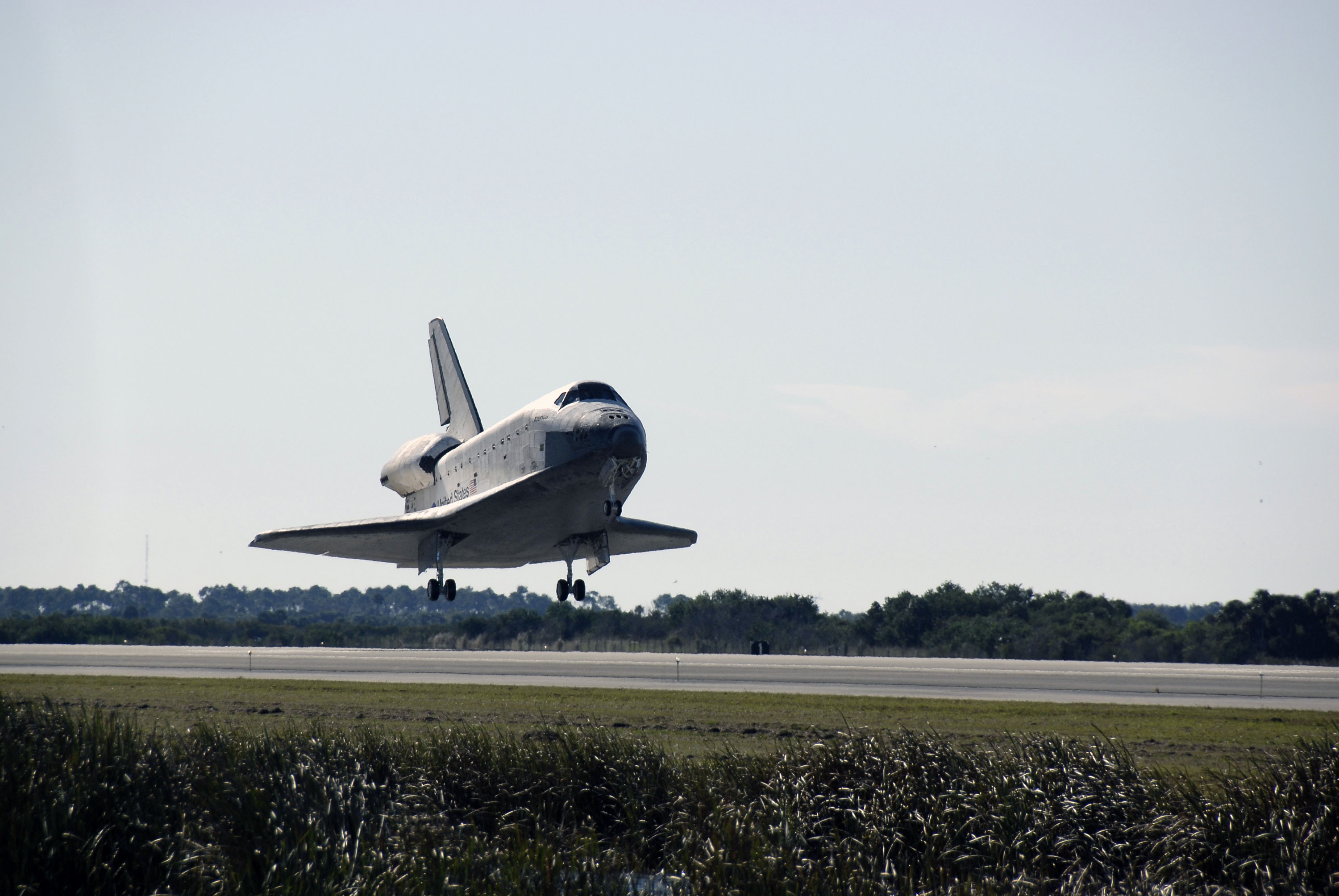 Atlantis about to touch down at NASA’s Kennedy Space Center in Florida