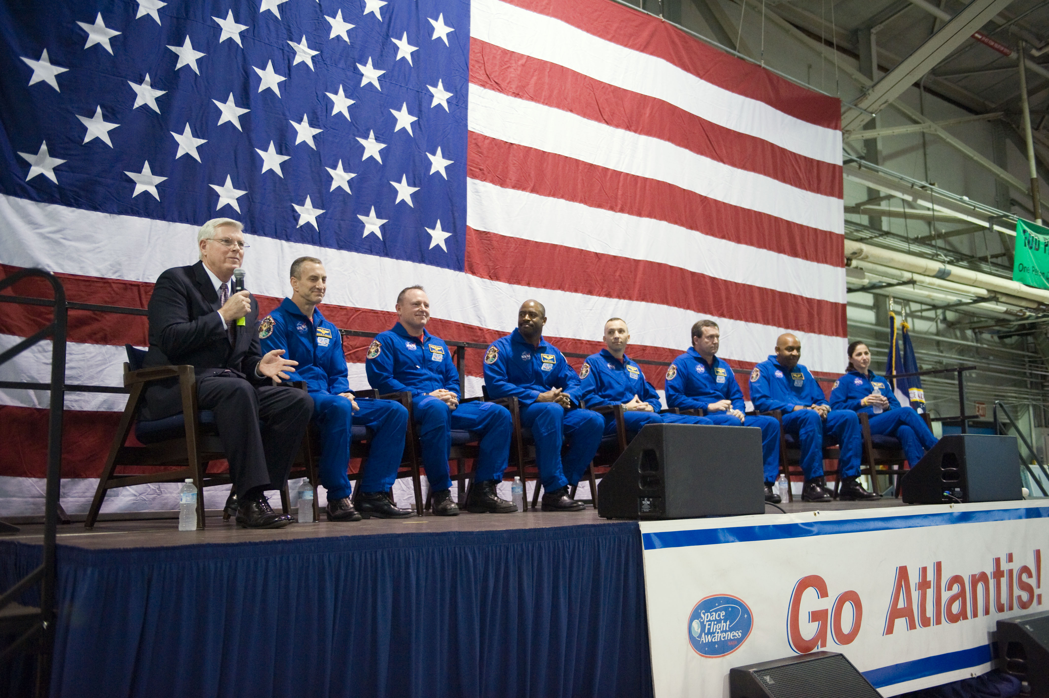 The welcome home ceremony for the STS-129 crew at Ellington Field in Houston