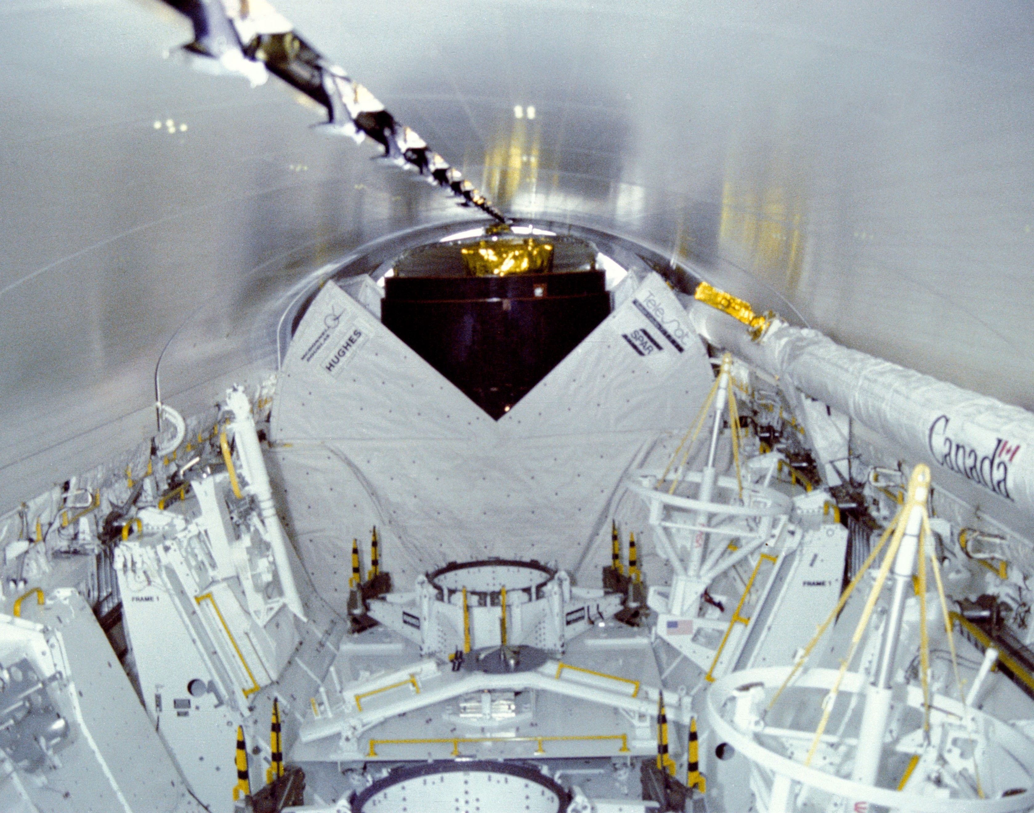 View inside Discovery’s payload bay shortly after orbital insertion