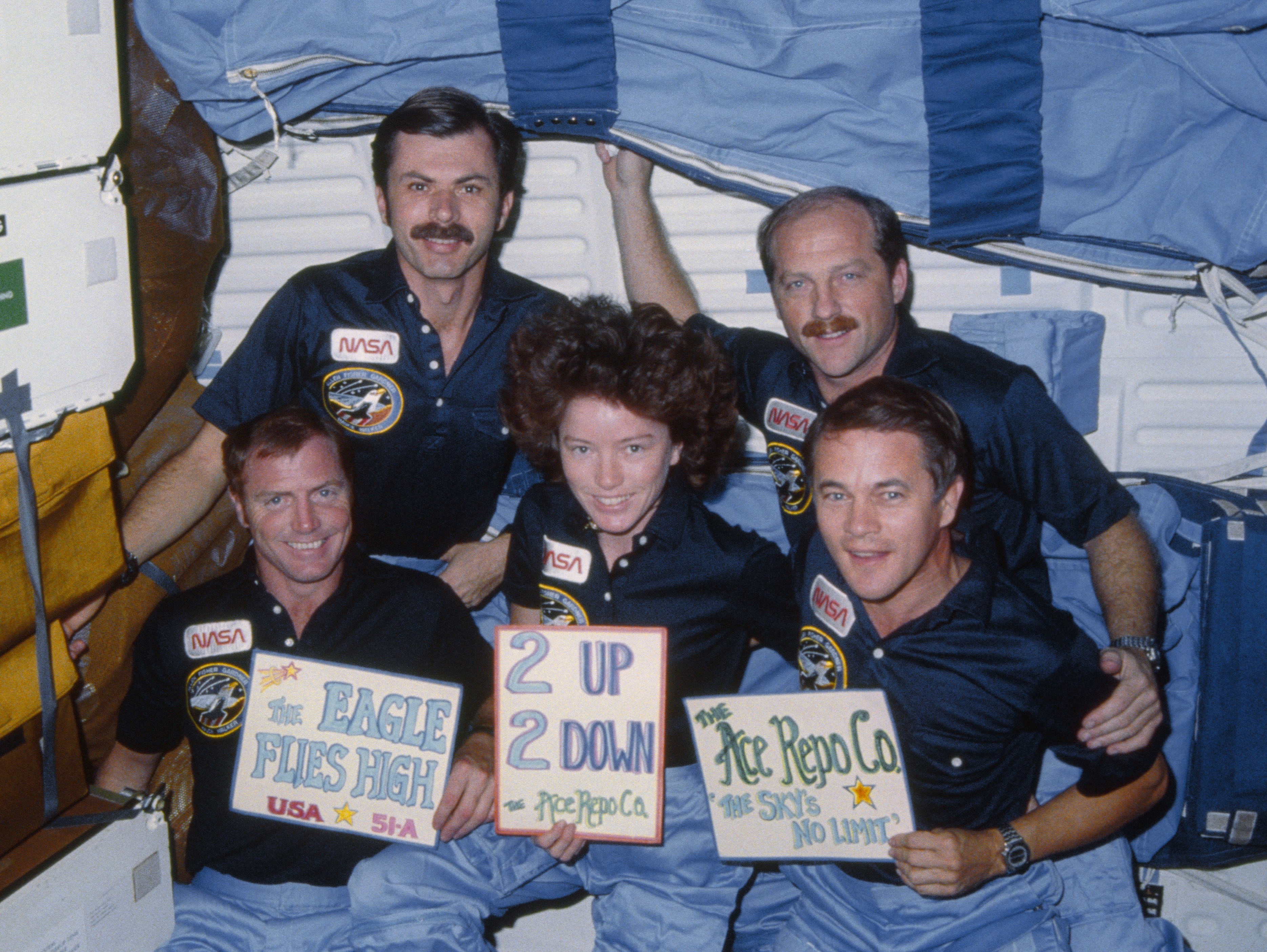 Inflight photo of the STS-51A crew