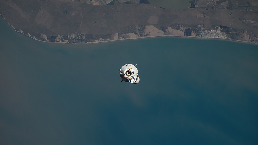 The SpaceX Dragon cargo spacecraft, carrying over 6,000 pounds of science, supplies, and hardware, approaches the station on Nov. 5 above the Atlantic Ocean off the coast of Uruguay.