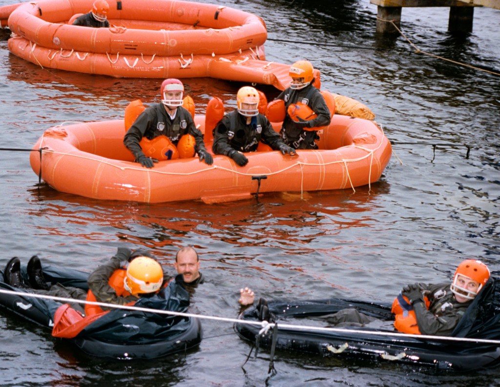 Group 15 astronaut candidates during survival training in Pensacola, Florida.