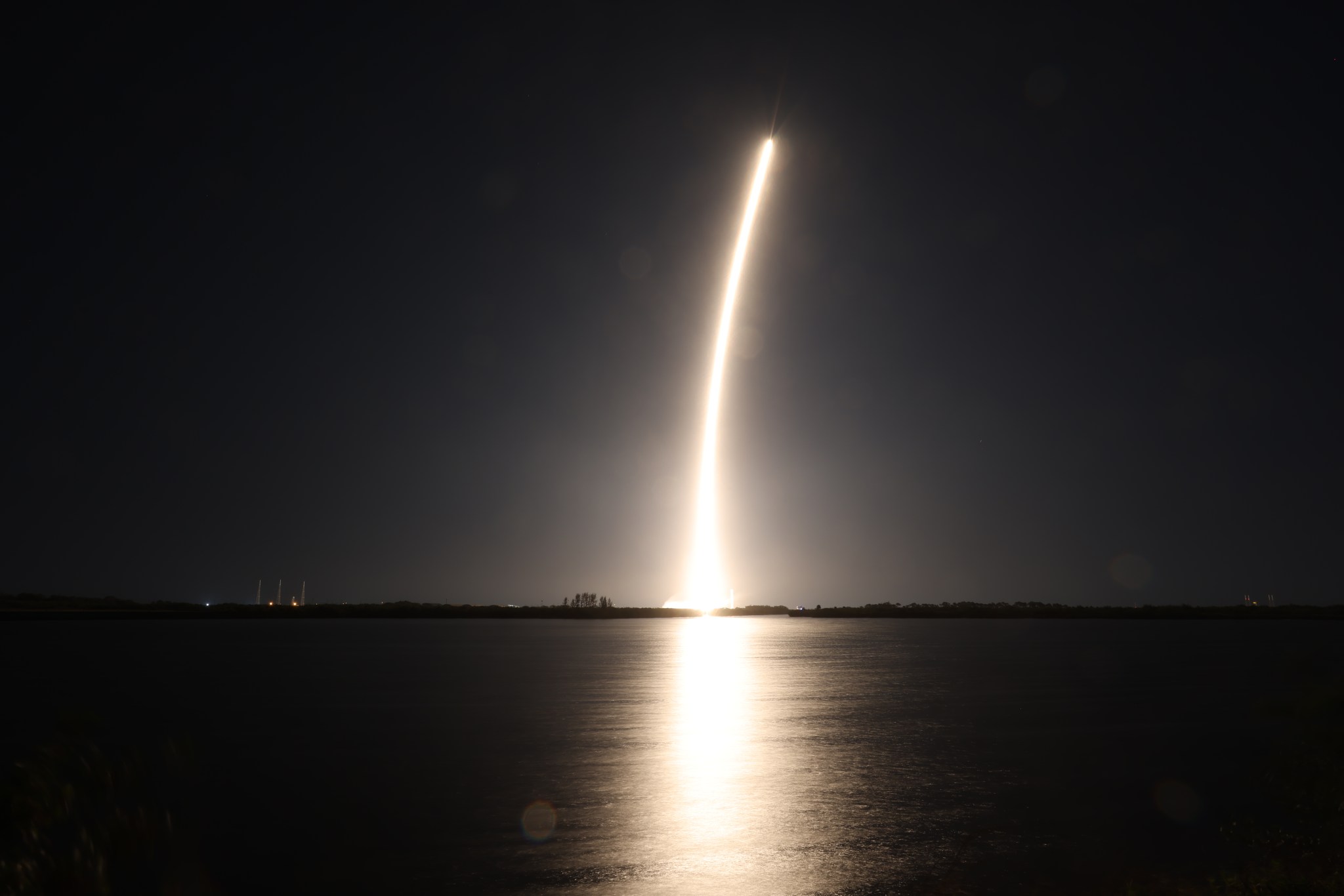 Creating a golden streak in the night sky, a SpaceX Falcon 9 rocket carrying Firefly Aerospace’s Blue Ghost Mission One lander soars upward after liftoff from Launch Complex 39A at NASA’s Kennedy Space Center in Florida on Wednesday, Jan. 15, 2025 as part of NASA’s CLPS (Commercial Lunar Payload Services) initiative. The Blue Ghost lander will carry 10 NASA science and technology instruments to the lunar surface to further understand the Moon and help prepare for future human missions.