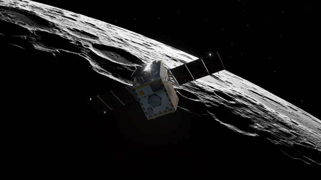 NASA’s Lunar Trailblazer approaches the Moon as it enters its science orbit in this artist’s concept