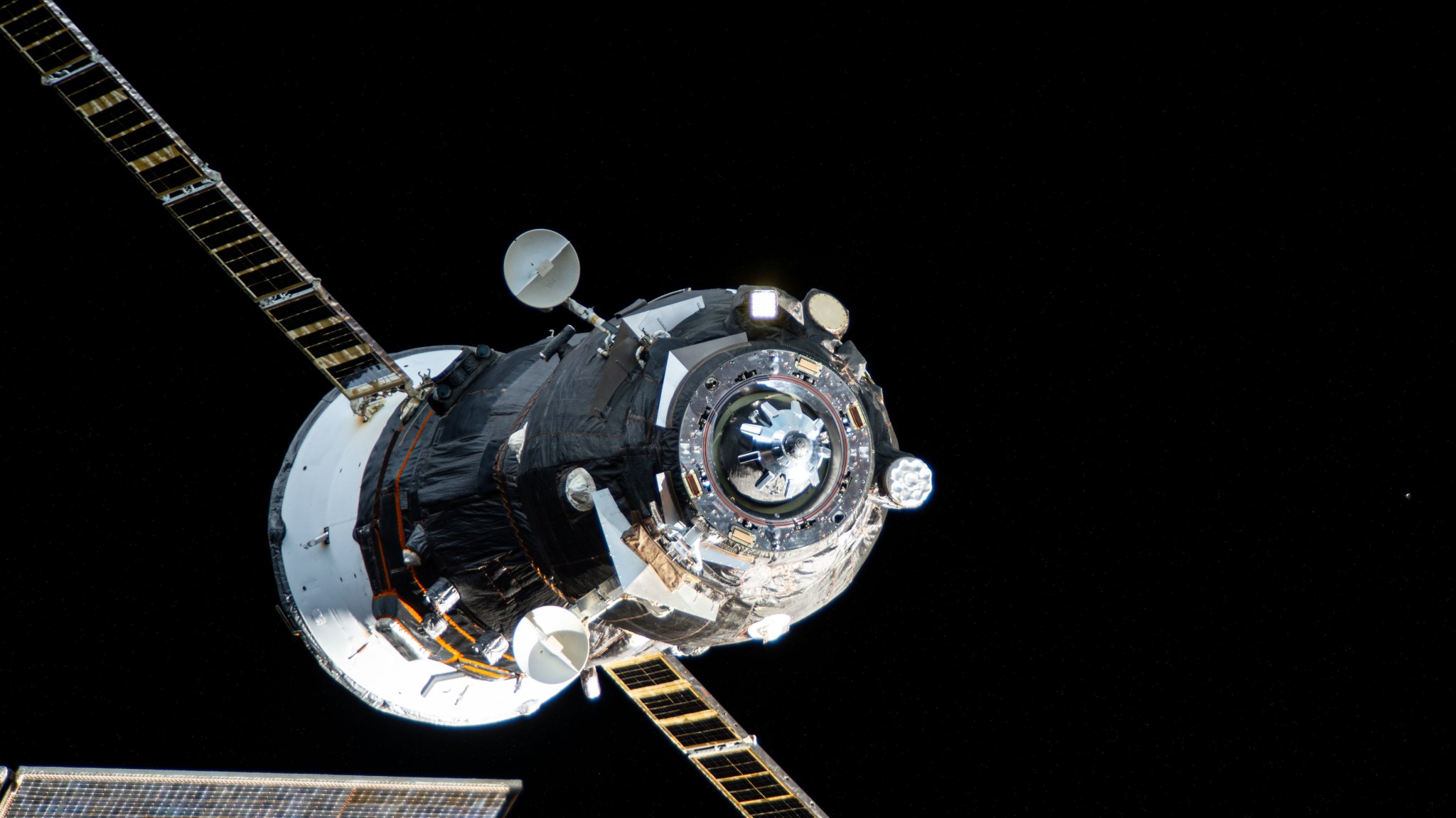 The unpiloted Roscosmos Progress spacecraft pictured on Aug. 13, 2024, from the International Space Station