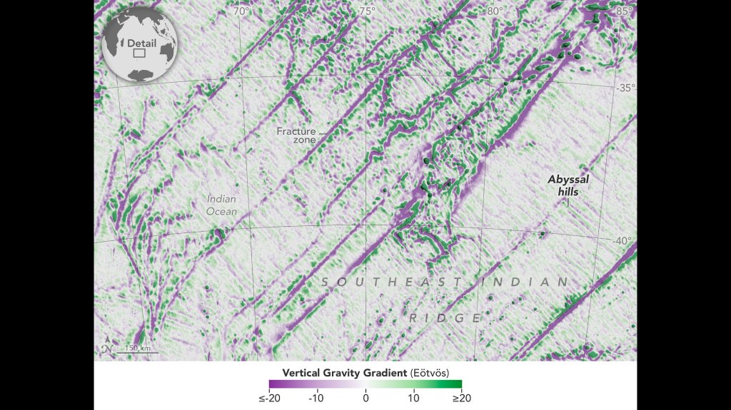 Map of ocean floor features like seamounts southwest of Acapulco, Mexico