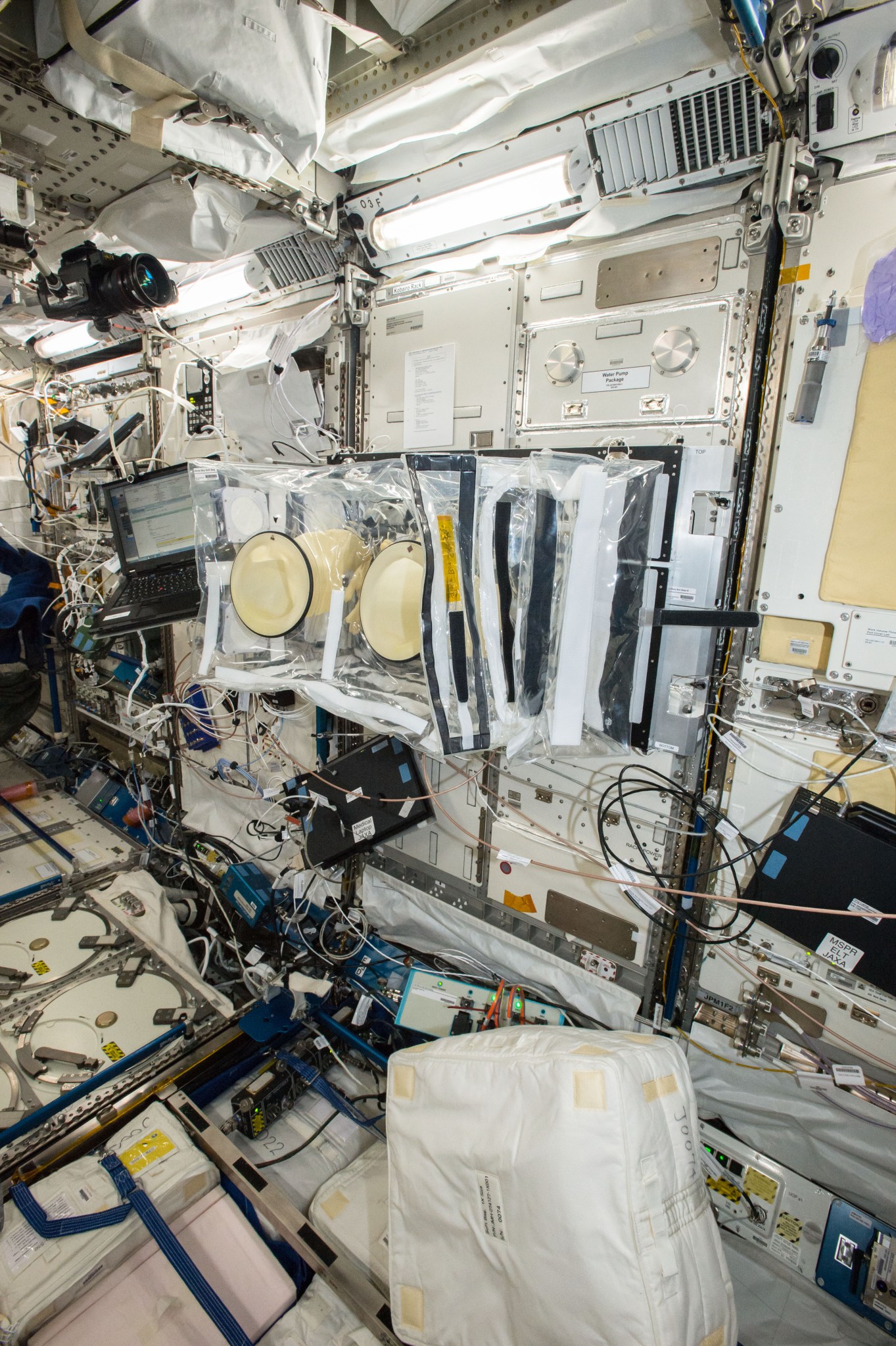 An image of a laboratory set up aboard the International Space Station.