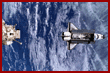 Shuttle approaching Mir 